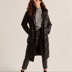 A&F Ultra Vegan Leather Long Puffer